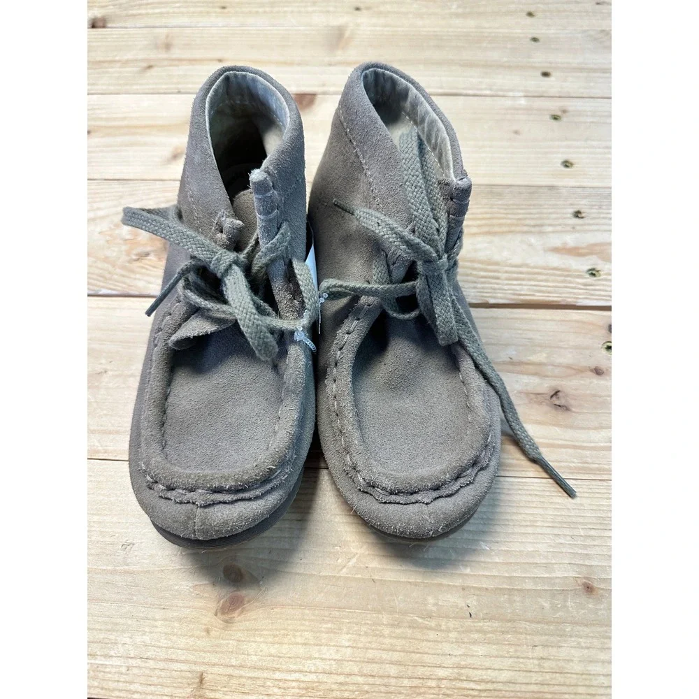 Footmate Classics Kids Tan Suede Moc Toe Lace Up‎ Ankle Boots Size 11.5